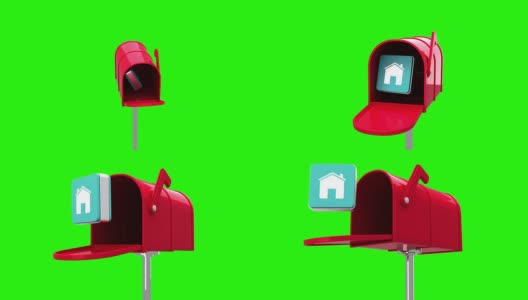 在绿色背景上的邮箱的房子标志高清在线视频素材下载