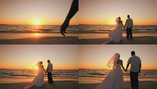 日落沙滩婚礼高清在线视频素材下载