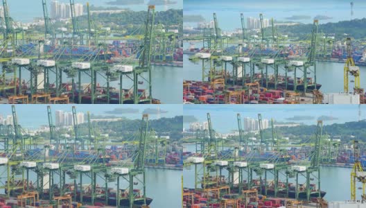 在新加坡船厂工作的集装箱货轮高清在线视频素材下载