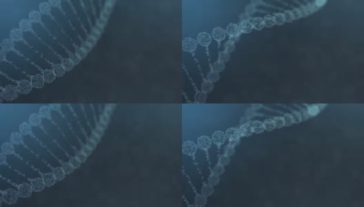 旋转神经丛DNA链与脉冲运行-蓝色版本高清在线视频素材下载