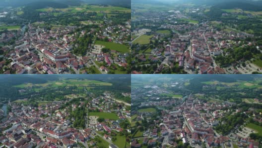 巴伐利亚Bad城市周围的鸟瞰图Kötzting高清在线视频素材下载