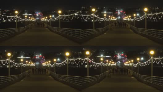 加利福尼亚曼哈顿海滩码头挂满了圣诞彩灯高清在线视频素材下载
