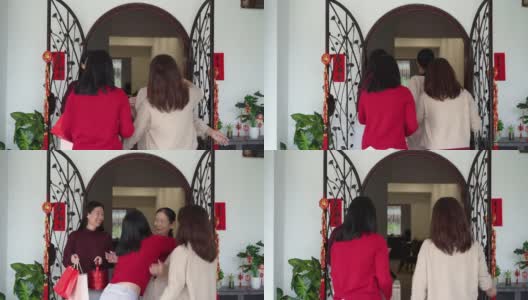 孙女们在春节期间拜访祖母高清在线视频素材下载
