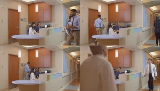 医护人员在医院忙碌的护士站拍摄R3D高清在线视频素材下载