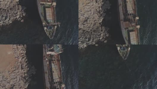 生锈的船视图高清在线视频素材下载