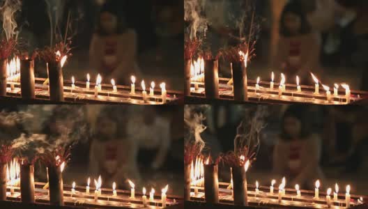 大金塔上燃烧的蜡烛。仰光,缅甸高清在线视频素材下载
