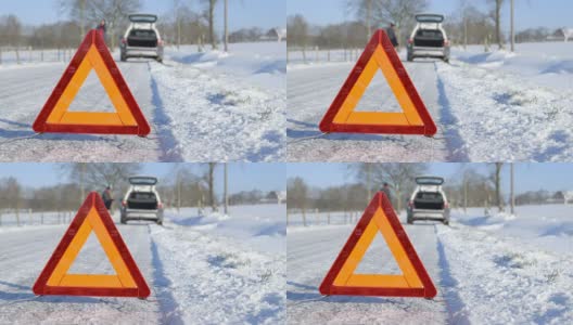 冬季驾驶-汽车故障高清在线视频素材下载