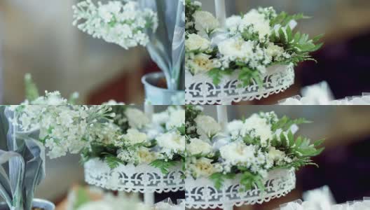 用鲜花装饰婚礼。高清在线视频素材下载