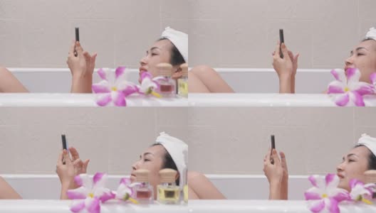 享受的时刻洗澡和spa的女人高清在线视频素材下载