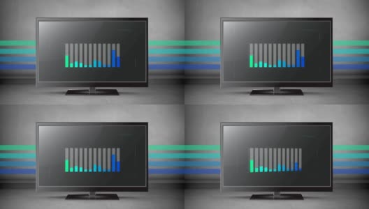 彩色条形图在平面屏幕上与颜色的背景高清在线视频素材下载