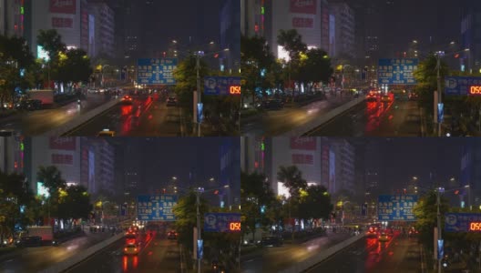 夜光时分，照亮了南京市区交通十字路桥，观景4k中国高清在线视频素材下载
