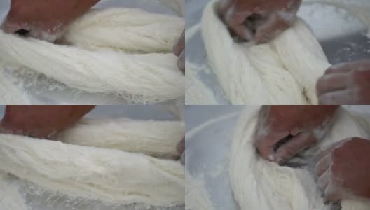 卷须糖，一种由麦芽糖制成的中国传统糖果高清在线视频素材下载