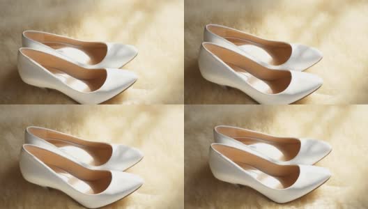 为女人准备的白色婚礼鞋高清在线视频素材下载