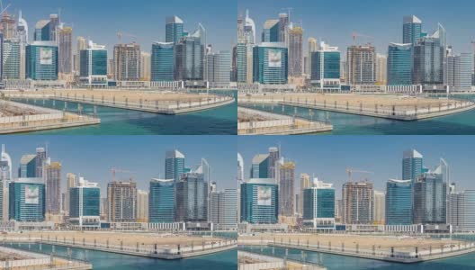迪拜商业湾和市中心的全景高清在线视频素材下载