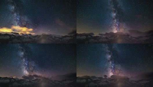 The apparent rotation of the Milky Way on the Alps高清在线视频素材下载