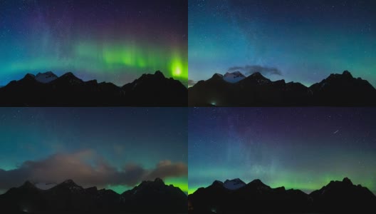 冰岛vestrahorn山上空北极光的时间流逝高清在线视频素材下载