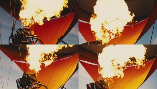 热气球。火灾爆发。缓慢的莫高清在线视频素材下载