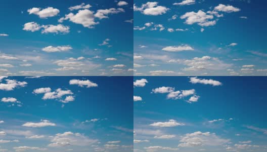 蓝色天空上白云的时间流逝剪辑高清在线视频素材下载
