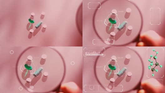 Laboratory tests. Pills lying on the table. Close-up on medicines高清在线视频素材下载