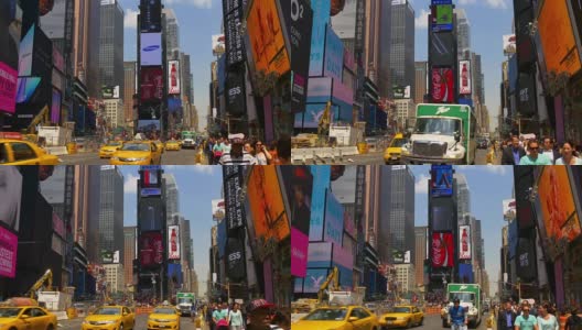 纽约夏日著名的时代广场广告led墙4k美国高清在线视频素材下载