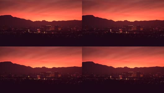 2017年的11月9日。拉斯维加斯市风景优美的天际线风景优美的日落。内华达州，美利坚合众国。高清在线视频素材下载