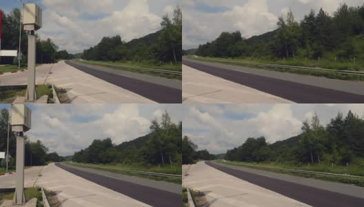 没有路边装有测速摄像头和雷达的汽车的高速公路高清在线视频素材下载