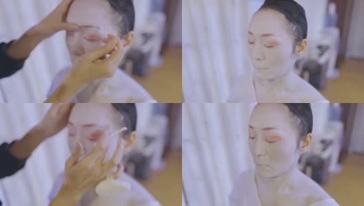 日本女人得到“押roi”特殊的白脸化妆为艺伎-第2部分高清在线视频素材下载