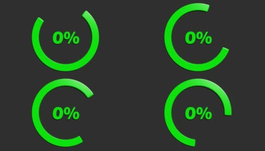 绿色0%转弯圆标志上的黑色背景- 3D渲染视频剪辑动画高清在线视频素材下载