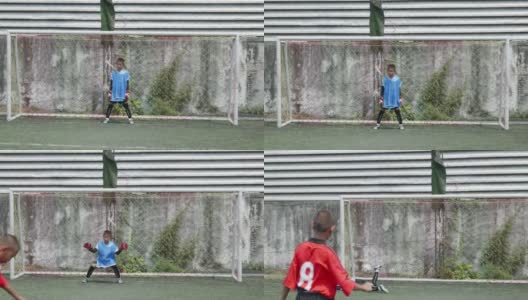 男孩踢足球，高清在线视频素材下载