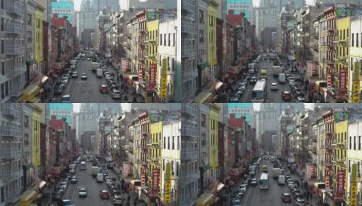 从曼哈顿桥俯瞰唐人街高清在线视频素材下载