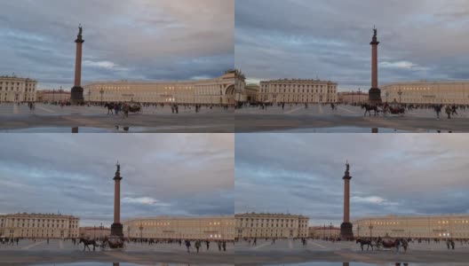 圣彼得堡广场。圣彼得堡广场上的人们。高清在线视频素材下载