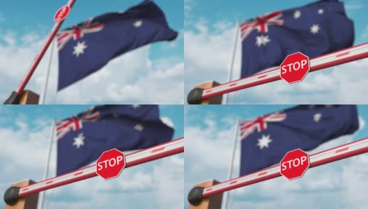 在澳大利亚国旗背景上关闭的吊杆门高清在线视频素材下载