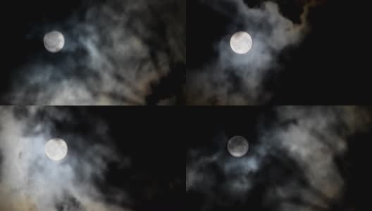 月亮和Cloudscape，云在月亮前垂直移动高清在线视频素材下载