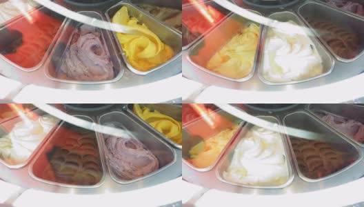 手工制作的冰淇淋品种展示高清在线视频素材下载