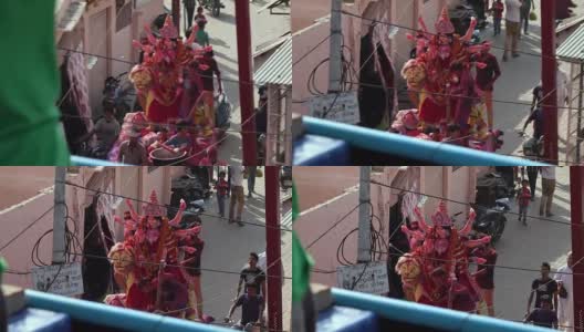 身份不明的人们在印度阿格拉庆祝阿格拉胡里节高清在线视频素材下载