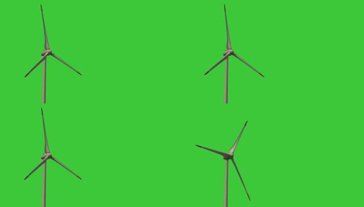 可替代能源风力发电机与绿色背景色键高清在线视频素材下载