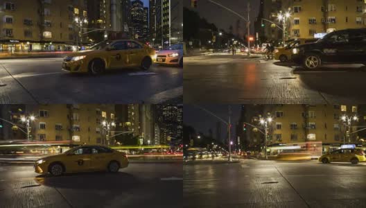 纽约市哥伦布环岛的夜间交通高清在线视频素材下载