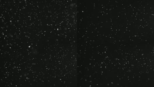 暴风雨的天气，雪花，小雪花孤立在黑色的背景。真实的镜头光晕，很容易使用混合/叠加模式。高清在线视频素材下载