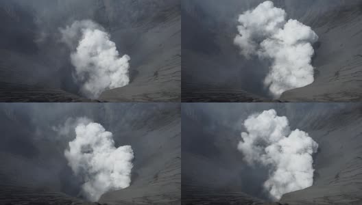 Bromo火山口和火山口，世界活火山。高清在线视频素材下载