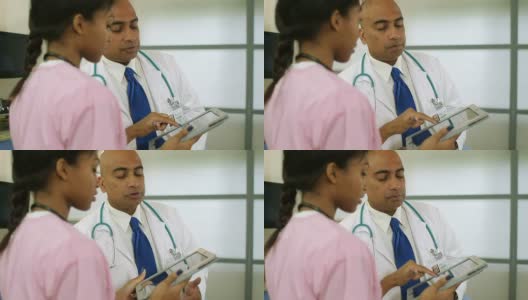 护士用平板电脑检查检查结果高清在线视频素材下载