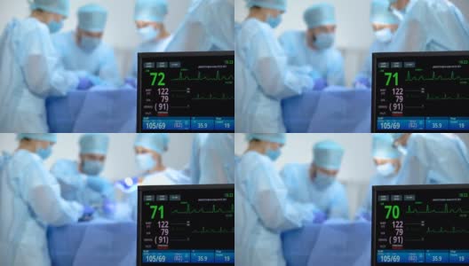 记录医院手术、手术期间心率活动的心电监护仪高清在线视频素材下载