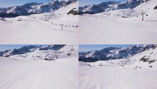 在意大利Cervinia滑雪胜地滑雪的POV高清在线视频素材下载