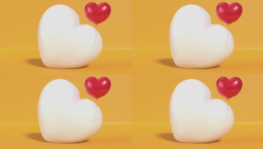Loop准备情人节的心是落在白色和红色气球心在4K分辨率高清在线视频素材下载