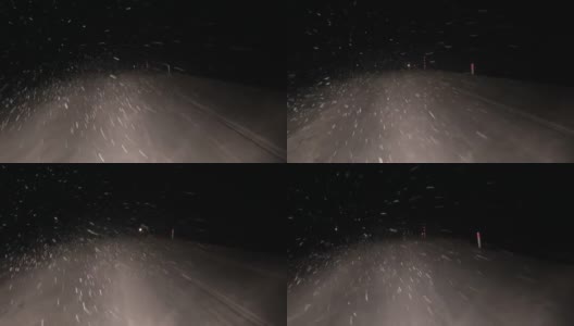 在雪夜的路上开车高清在线视频素材下载