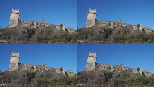 宏伟的中世纪城堡废墟Weitenegg。瓦山谷,奥地利高清在线视频素材下载