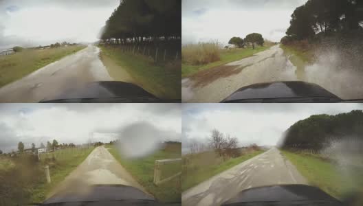 4WD越野车下雨的观点高清在线视频素材下载