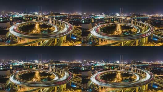 上海南浦大桥夜景-延时盘高清在线视频素材下载