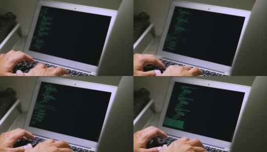 黑客晚上在电脑上打字高清在线视频素材下载