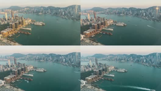 延时:鸟瞰九龙海港城日落高清在线视频素材下载