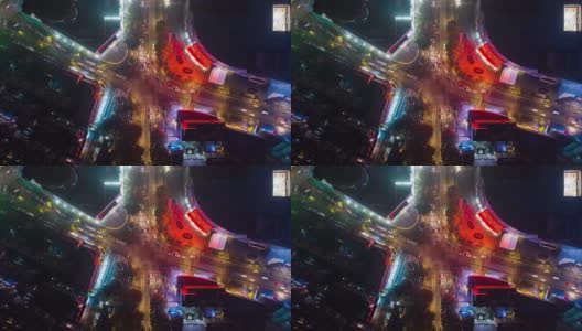 夜光照亮南京市中心市中心交通街道十字路口高空俯仰延时全景4k中国高清在线视频素材下载